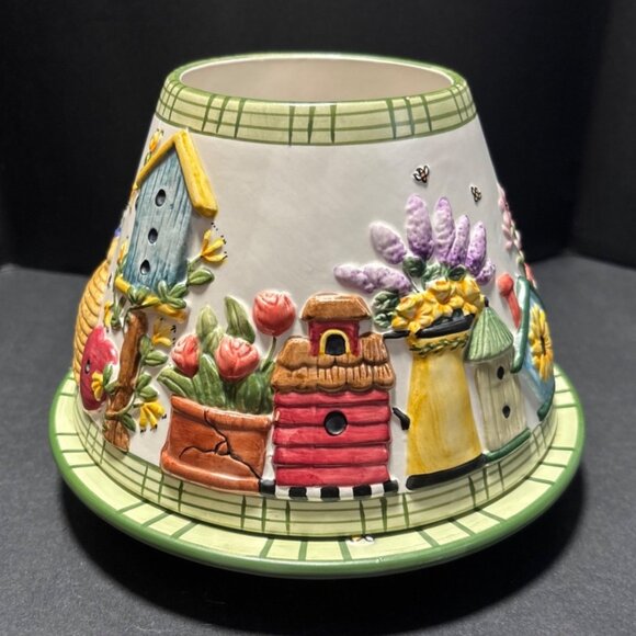 Yankee Candle Birdhouse Garden Bee Ceramic Candle Shade & Plate Holder - Picture 1 of 11
